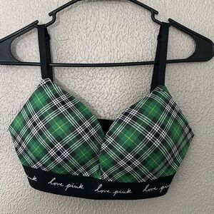 Women’s PINK Victoria Secret Plaid Green/Black Bra